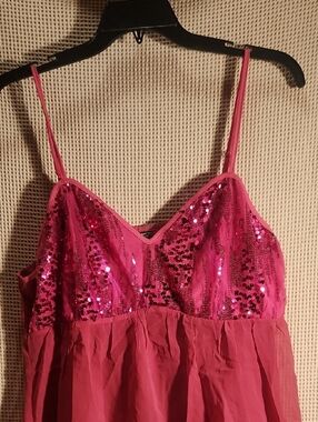 SHEIN Hot Pink Sequin Spaghetti Strap Cami